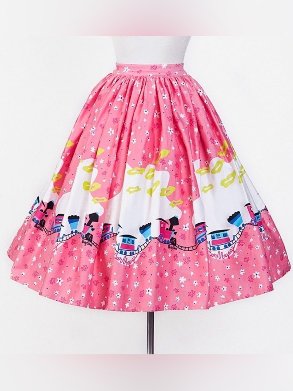 Size Small “Magic of Mary Blair” Train Skirt by Pinup Couture Dapper Days Pink